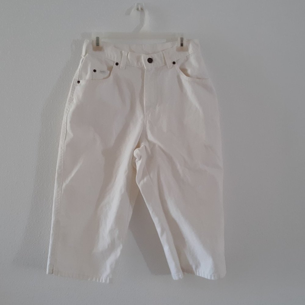 Lee Women's Capri Jeans Size 10 High Waist White Denim 100% Cotton 5-Pockets